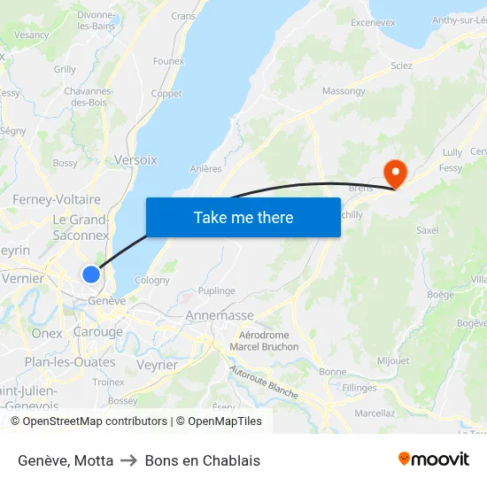 Genève, Motta to Bons en Chablais map