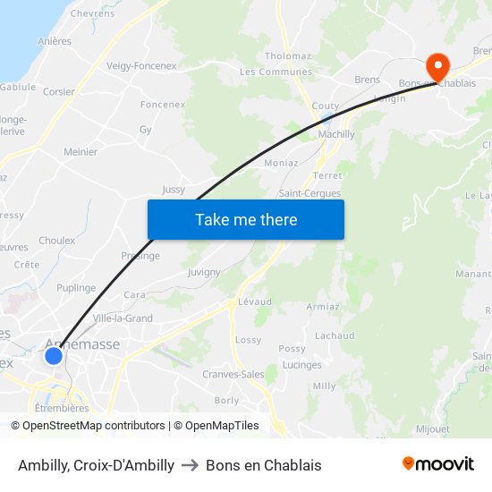 Ambilly, Croix-D'Ambilly to Bons en Chablais map