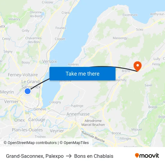 Grand-Saconnex, Palexpo to Bons en Chablais map