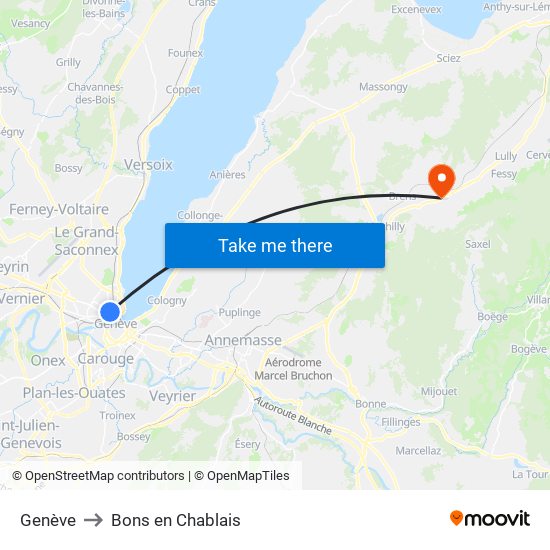 Genève to Bons en Chablais map