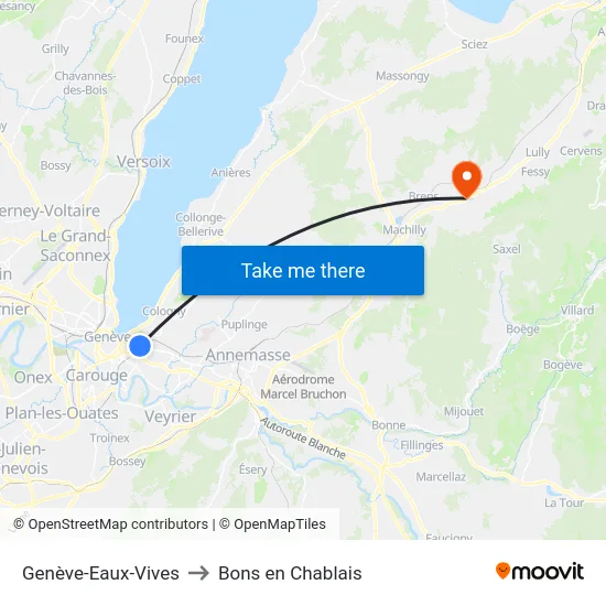 Genève-Eaux-Vives to Bons en Chablais map
