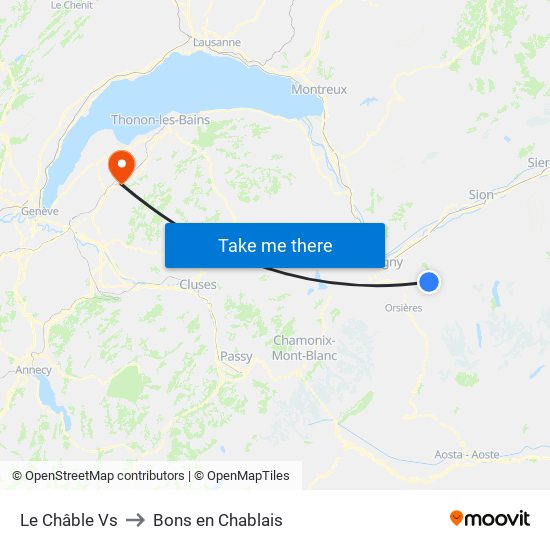 Le Châble Vs to Bons en Chablais map