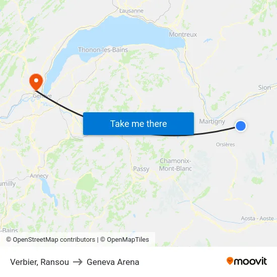 Verbier, Ransou to Geneva Arena map