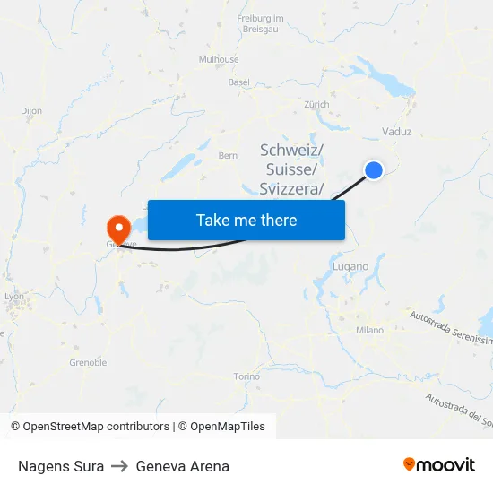 Nagens Sura to Geneva Arena map