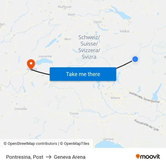 Pontresina, Post to Geneva Arena map