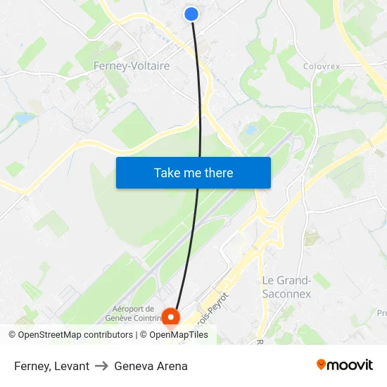 Ferney, Levant to Geneva Arena map