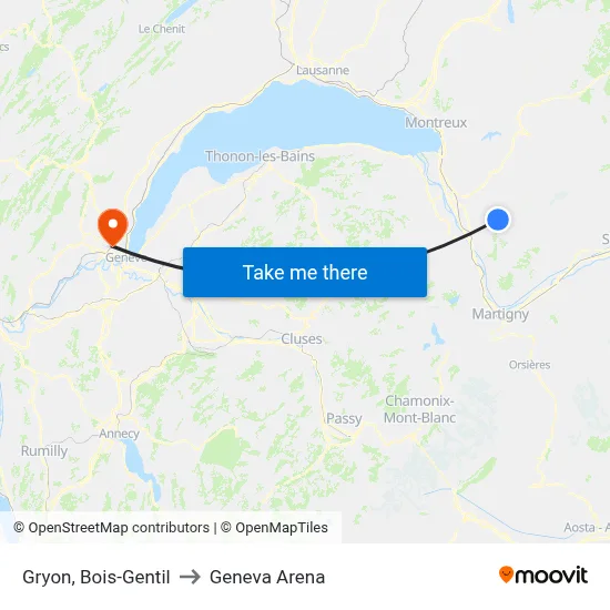 Gryon, Bois-Gentil to Geneva Arena map