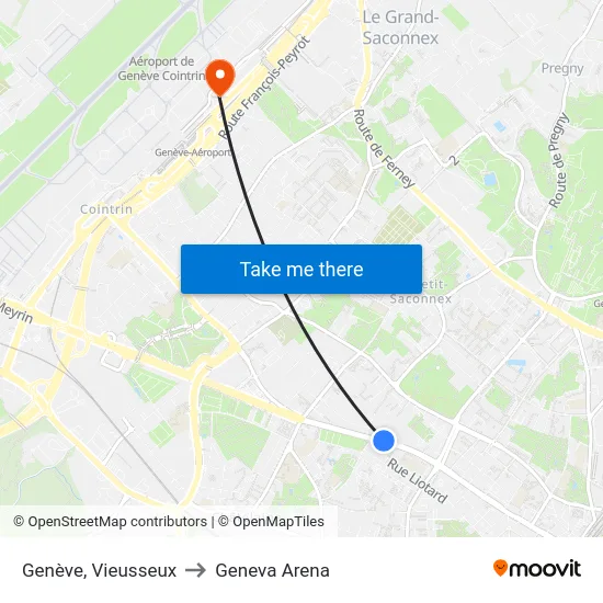 Genève, Vieusseux to Geneva Arena map