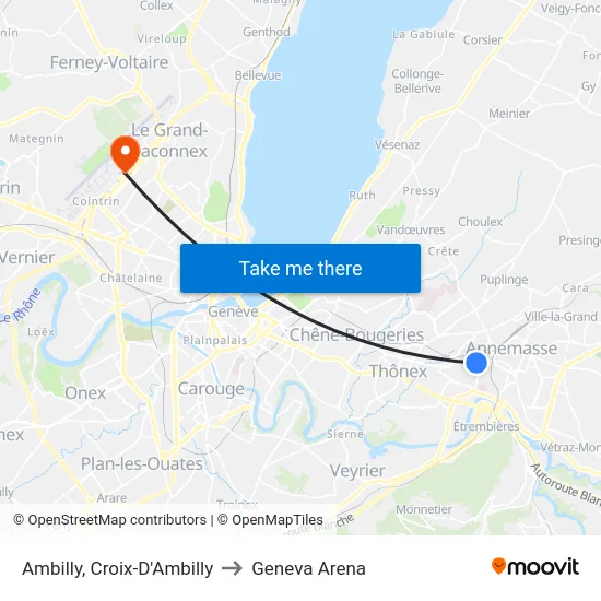 Ambilly, Croix-D'Ambilly to Geneva Arena map