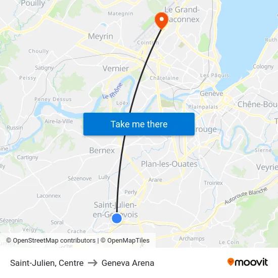 Saint-Julien, Centre to Geneva Arena map