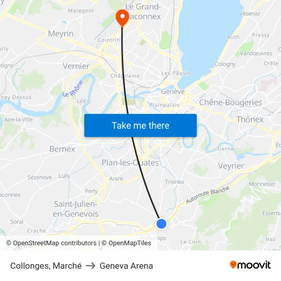 Collonges, Marché to Geneva Arena map