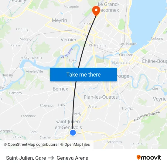 Saint-Julien, Gare to Geneva Arena map