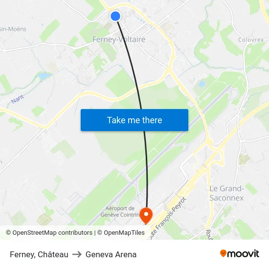 Ferney, Choiseul to Geneva Arena map
