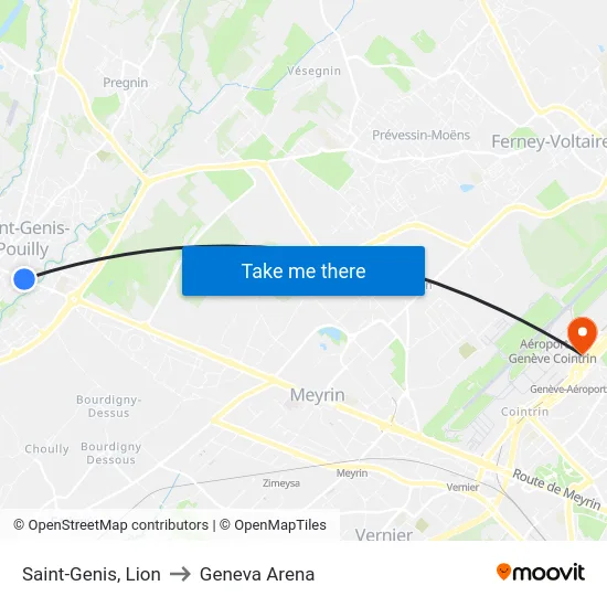 Saint-Genis, Lion to Geneva Arena map