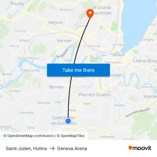 Saint-Julien, Hutins to Geneva Arena map