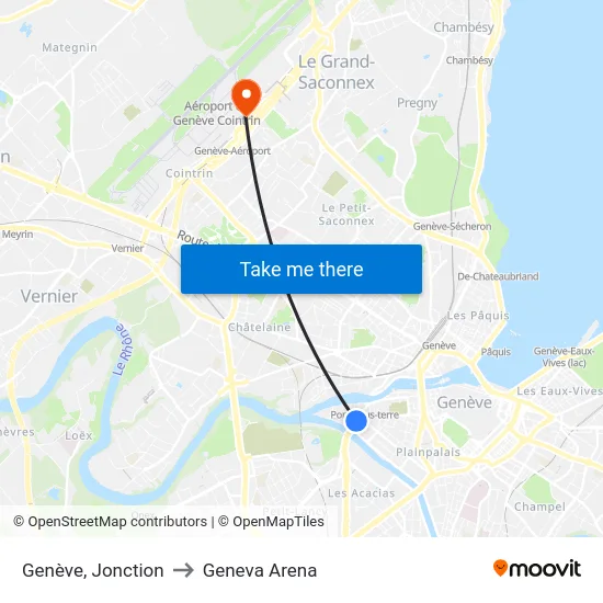 Genève, Jonction to Geneva Arena map