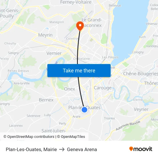 Plan-Les-Ouates, Mairie to Geneva Arena map