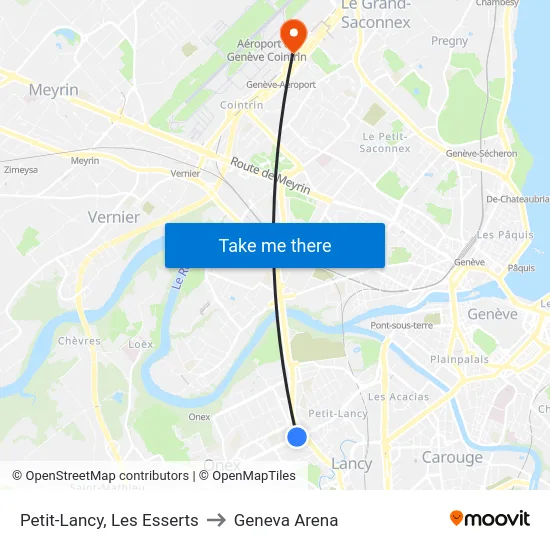 Petit-Lancy, Les Esserts to Geneva Arena map