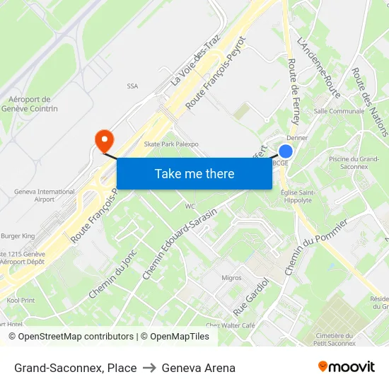 Grand-Saconnex, Place to Geneva Arena map