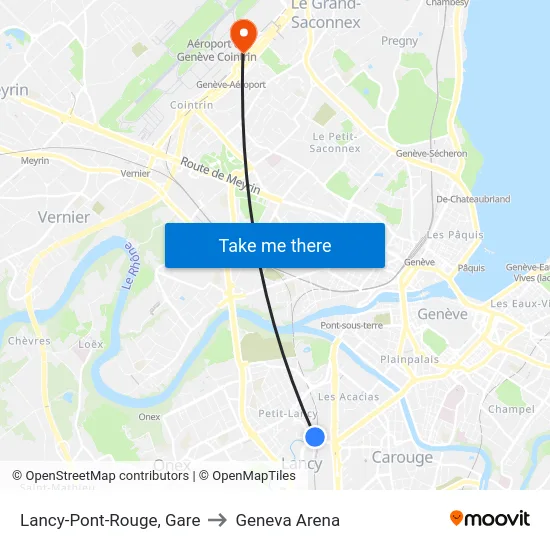 Lancy-Pont-Rouge, Gare to Geneva Arena map