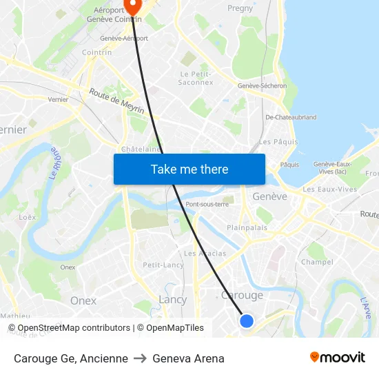 Carouge Ge, Ancienne to Geneva Arena map