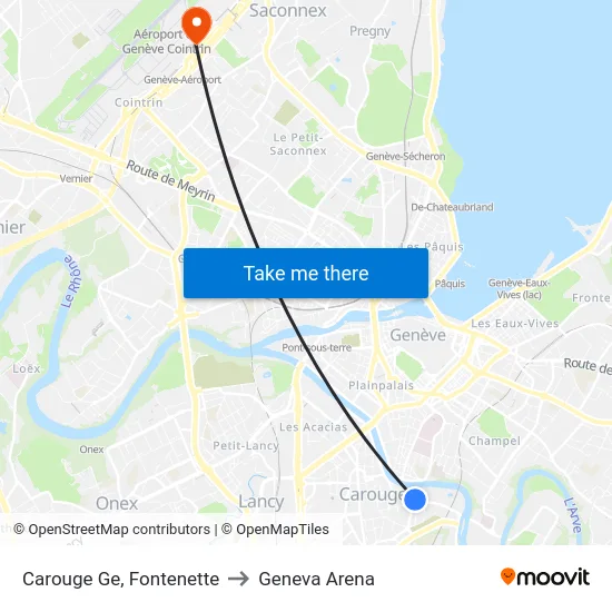 Carouge Ge, Fontenette to Geneva Arena map