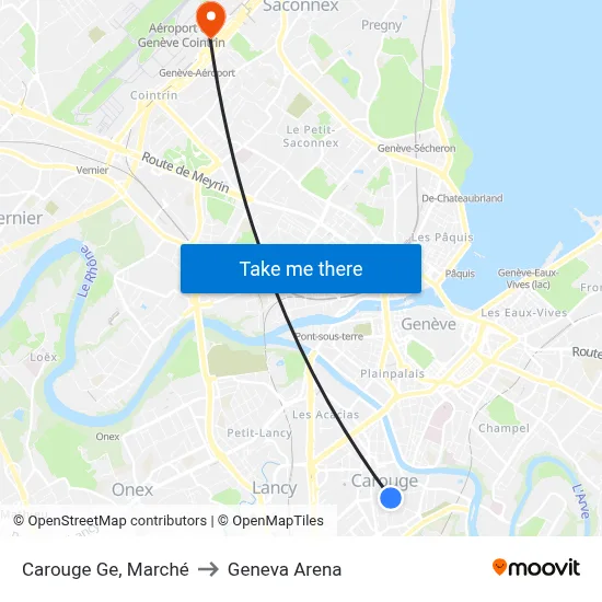 Carouge Ge, Marché to Geneva Arena map