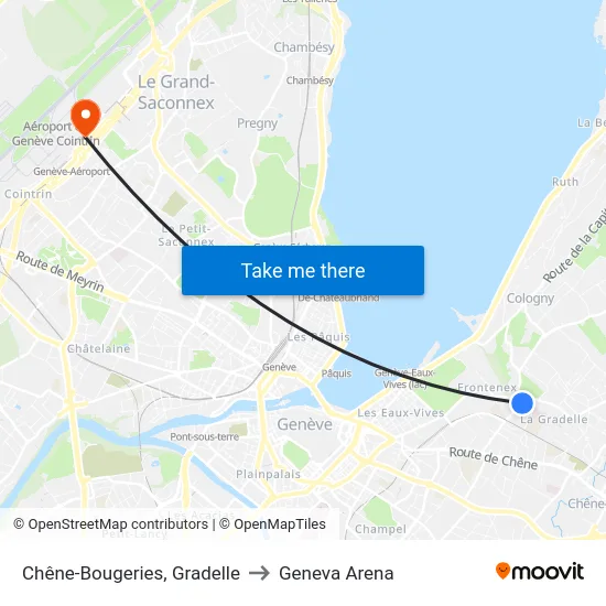 Chêne-Bougeries, Gradelle to Geneva Arena map