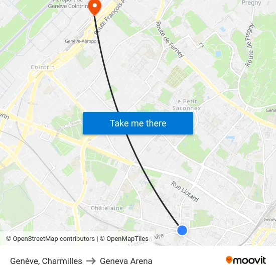 Genève, Charmilles to Geneva Arena map