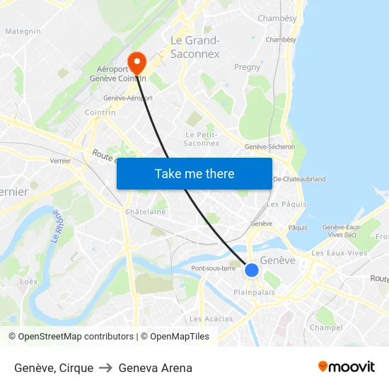 Genève, Cirque to Geneva Arena map