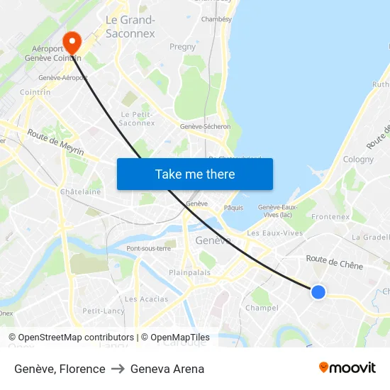 Genève, Florence to Geneva Arena map