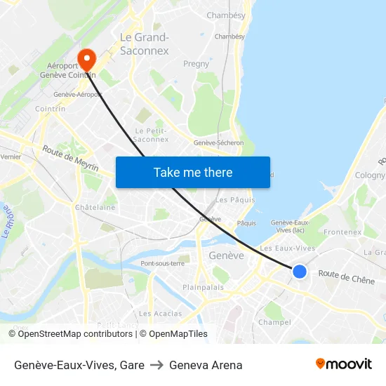 Genève-Eaux-Vives, Gare to Geneva Arena map
