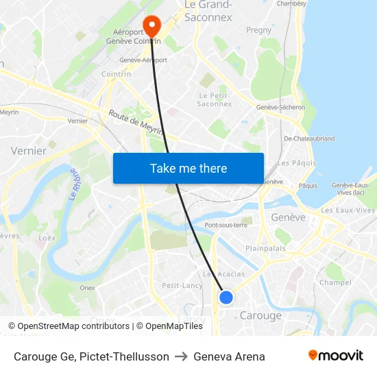 Carouge Ge, Pictet-Thellusson to Geneva Arena map