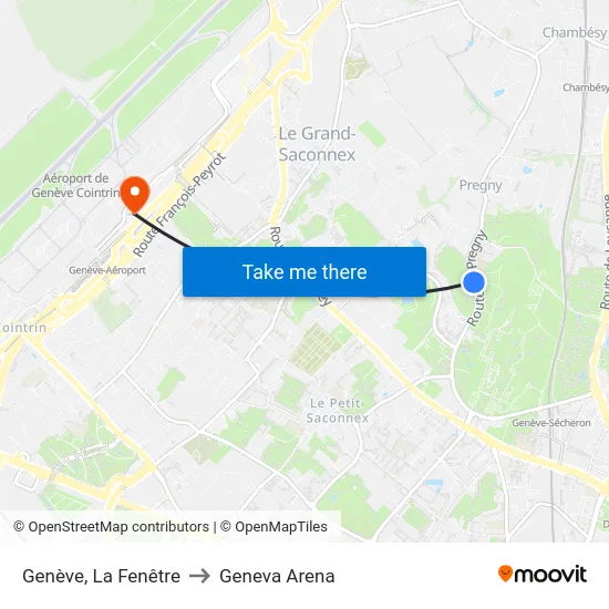 Genève, La Fenêtre to Geneva Arena map