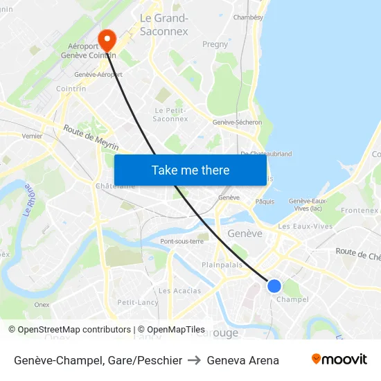 Genève-Champel, Gare/Peschier to Geneva Arena map