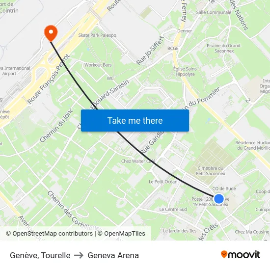 Genève, Tourelle to Geneva Arena map