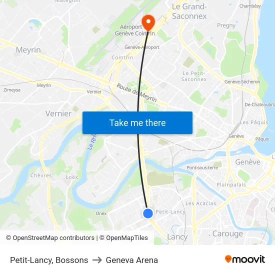 Petit-Lancy, Morgines to Geneva Arena map