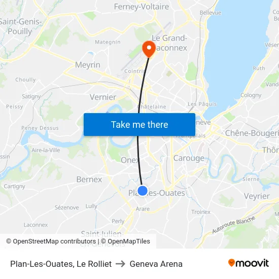 Plan-Les-Ouates, Le Rolliet to Geneva Arena map