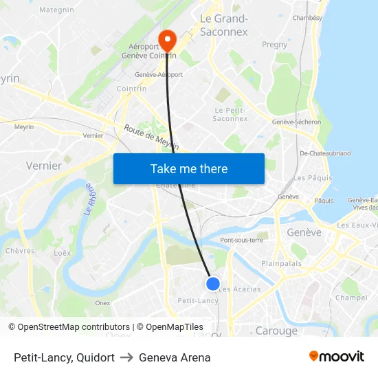 Petit-Lancy, Quidort to Geneva Arena map