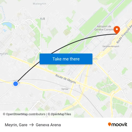 Meyrin, Gare to Geneva Arena map