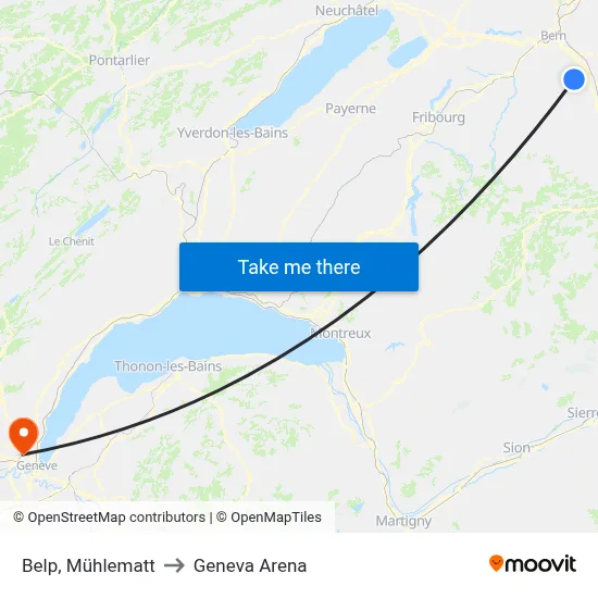 Belp, Mühlematt to Geneva Arena map