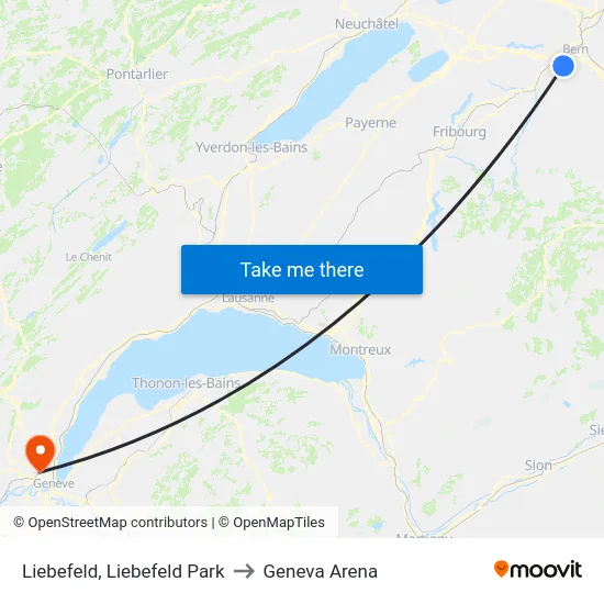 Liebefeld, Liebefeld Park to Geneva Arena map