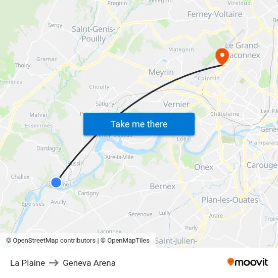 La Plaine to Geneva Arena map