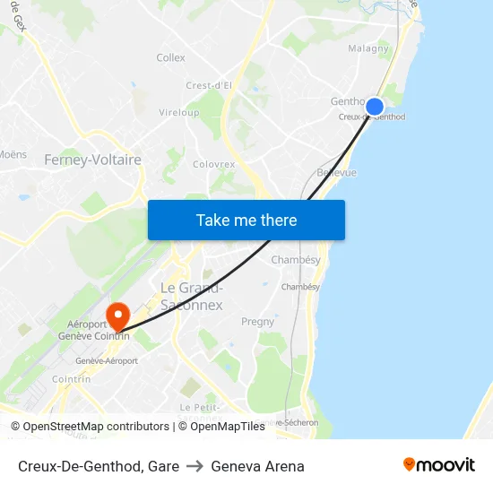 Creux-De-Genthod, Gare to Geneva Arena map
