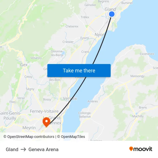 Gland to Geneva Arena map