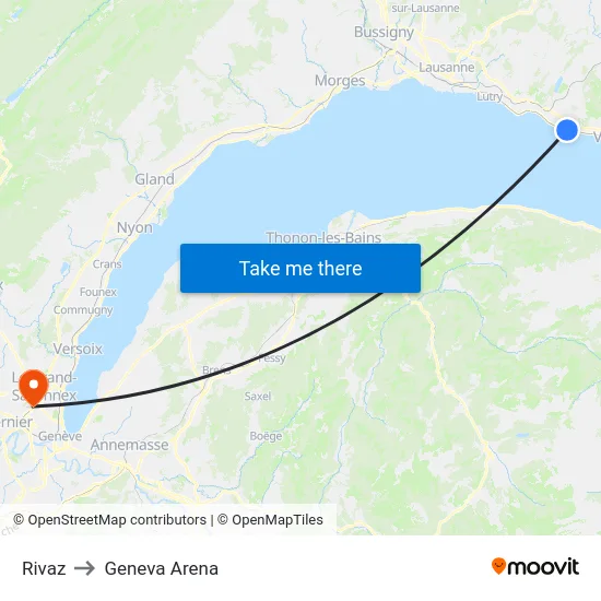 Rivaz to Geneva Arena map