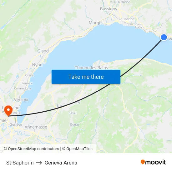 St-Saphorin to Geneva Arena map