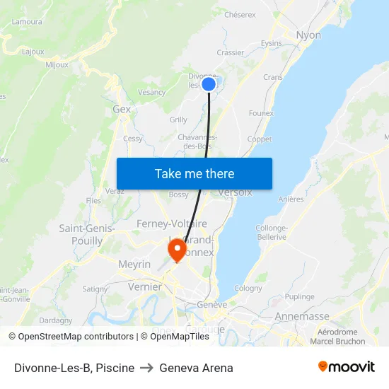 Divonne-Les-B, Piscine to Geneva Arena map