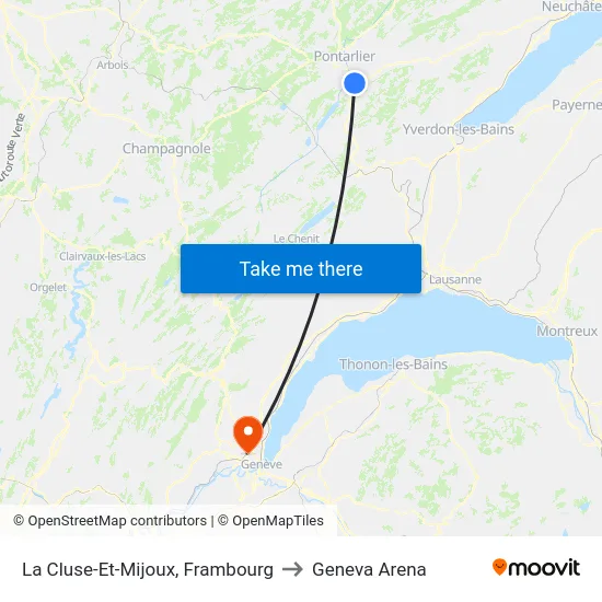 La Cluse-Et-Mijoux, Frambourg to Geneva Arena map