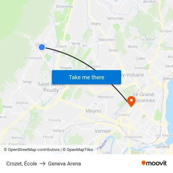 Crozet, École to Geneva Arena map